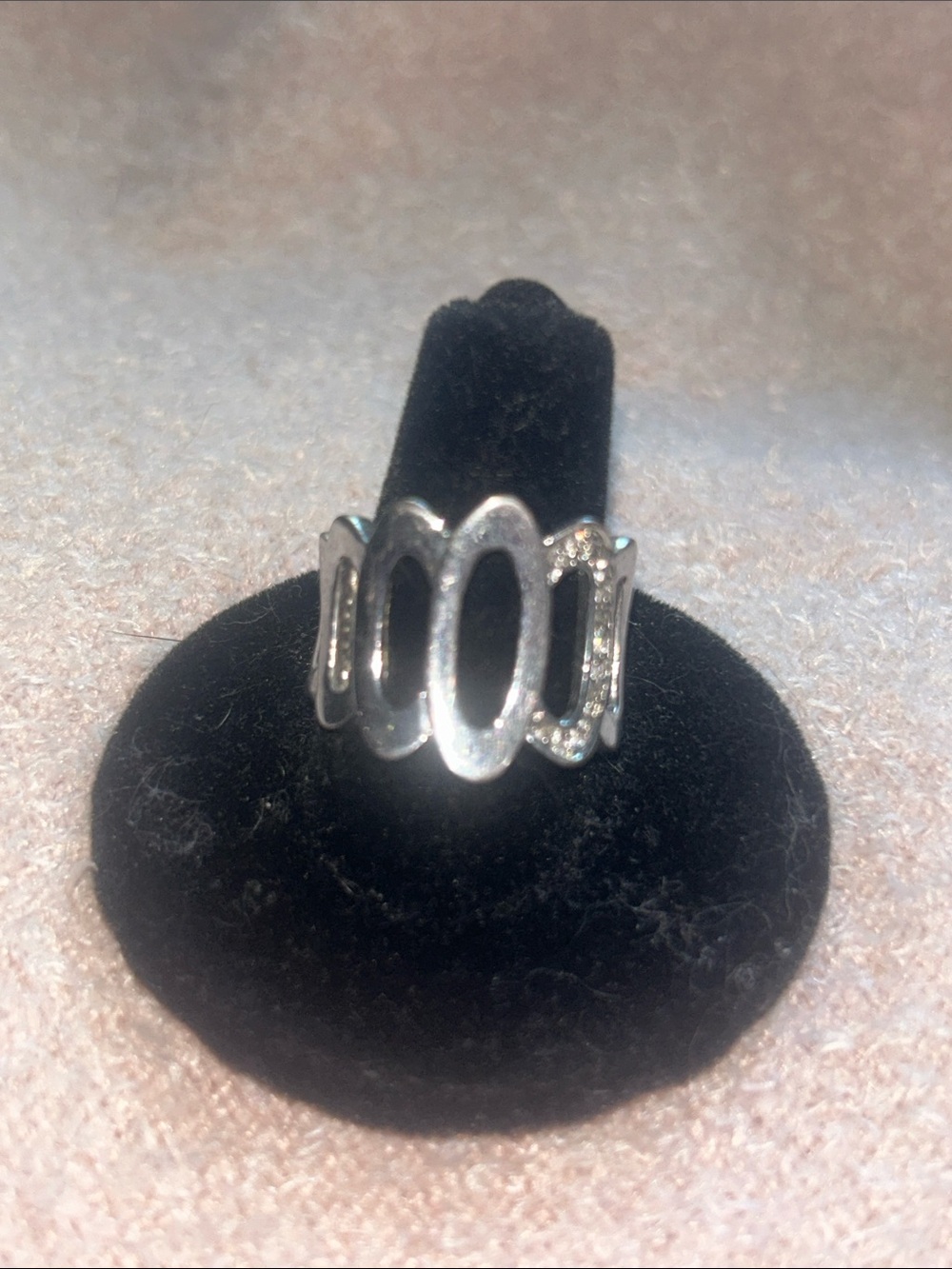 Lia Sophia Silver Openwork Oval Band with Clear Accents